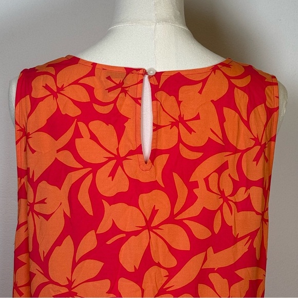 J. Crew Sleeveless Tropical Hawaiian Top Orange And Pink Women’s Size Large - Picture 5 of 7